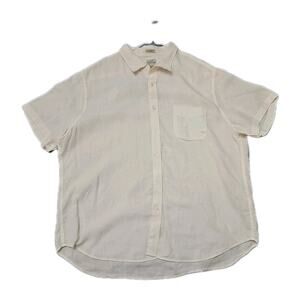 J Crew Baird McNutt Irish Linen Shirt Mens XXL White Plain Short Sleeve Pocket